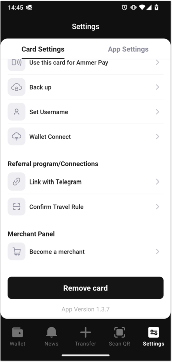 Ammer Wallet link with Telegram